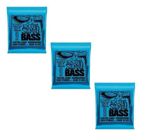 Jogo De Cordas Baixo 040 Ernie Ball Extra Slinky 3 Pack