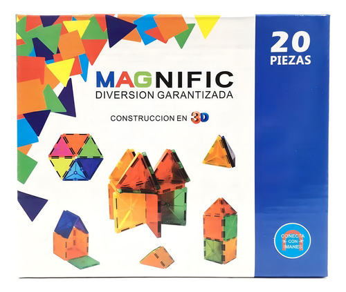 Bloques Para Armar Magnéticos De Magnific KBM-20ARU Tiles 20 Piezas Didacticas Educativas