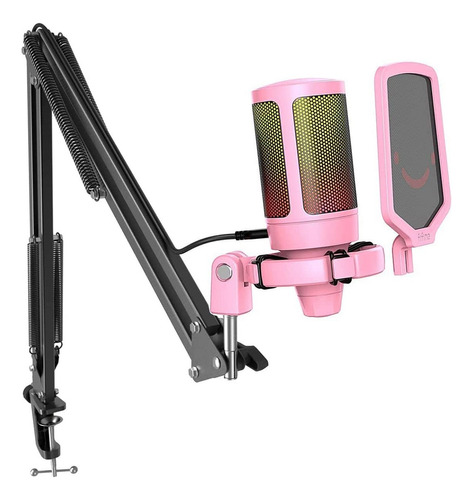 Micrófono Fifine Ampligame A6t Rgb (incluye Brazo) - Pink Color Rosa