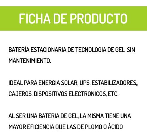 Imagen 4 de 10 de Batería Moura 7 Amper Gel 12mva-7/20hs Agm