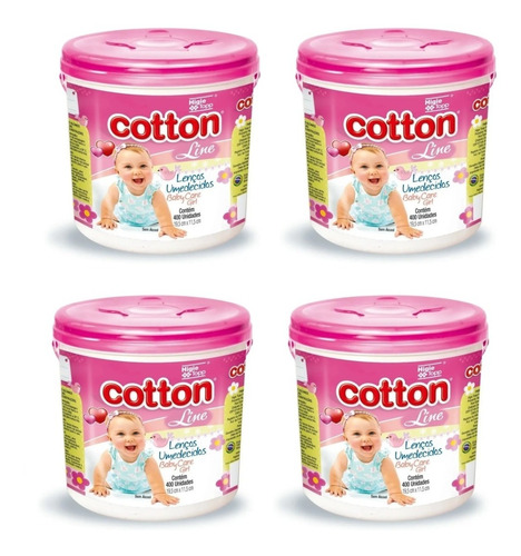 Lenços Umedecidos Baby Care Girl Balde 400un Cotton Line C/4