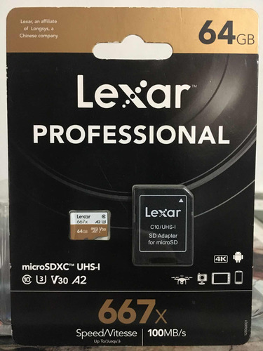Tarjeta Lexar Profesional 64gb (667x) Clase 10 Microsd Video
