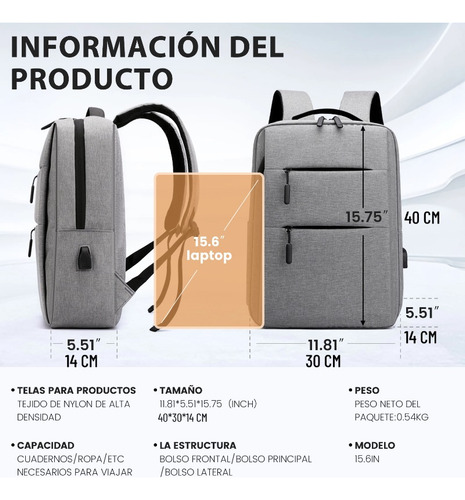 Bb! Mochila Impermeável Para Laptop 15.6 Com Usb - Mochila