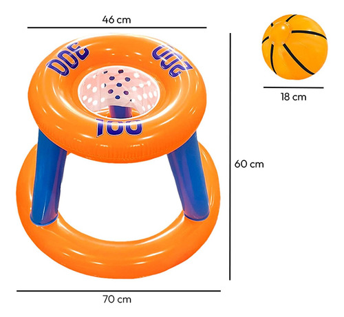 Juego Inflable Aro Basquet Pelota Piscina Niños Pool24k