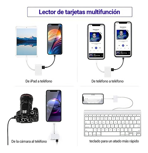 Lector De Tarjetas De Memoria Sd Tf Con Usb 3 En 1 Adaptador