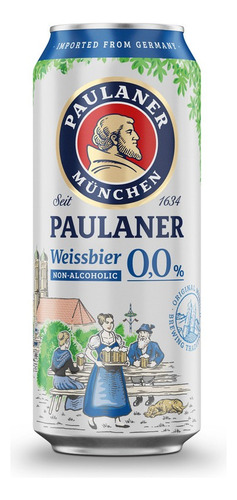 Cerveja Weissbier 0,0% Sem Álcool Em Lata 500ml Paulaner