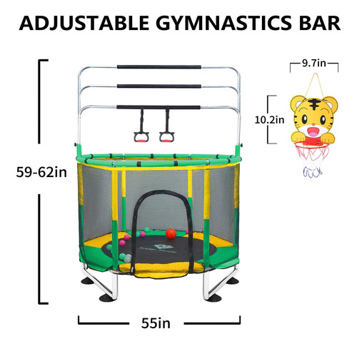 Trampolín Para Niños, Trampolín Ajustable De 5 Pies, Trampol