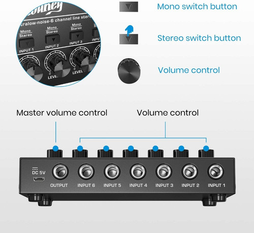 Imagen 4 de 7 de Interfaz De 6 Canales Moukey Grabación Studio Stereo