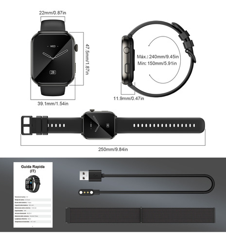 Smartwatch Feminino Com Bateria Grande De 800mah, Relógio Inteligente Com Chamada Bluetooth, Preto À Prova De Água Ip68 Smart Watch