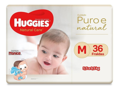 Fralda Huggies Natural Care M - 36 Fraldas Gênero Sem gênero Tamanho Médio (M)