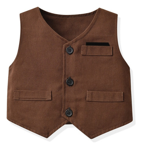 Conjunto Formal Para Niños Ropa De Fiesta Moño Tirantes Marrón 6 Años