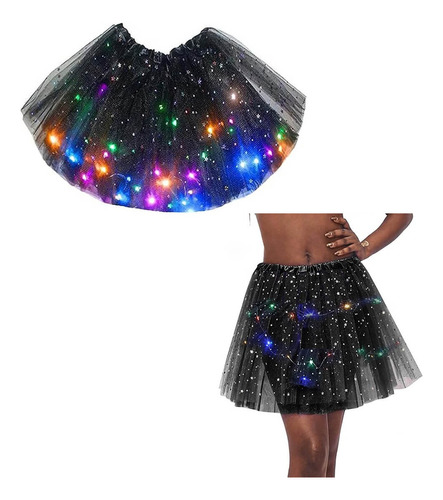 Falda Tutu Con Luces Led Mujer Disfraz Falda Glitter Fiesta Eventos