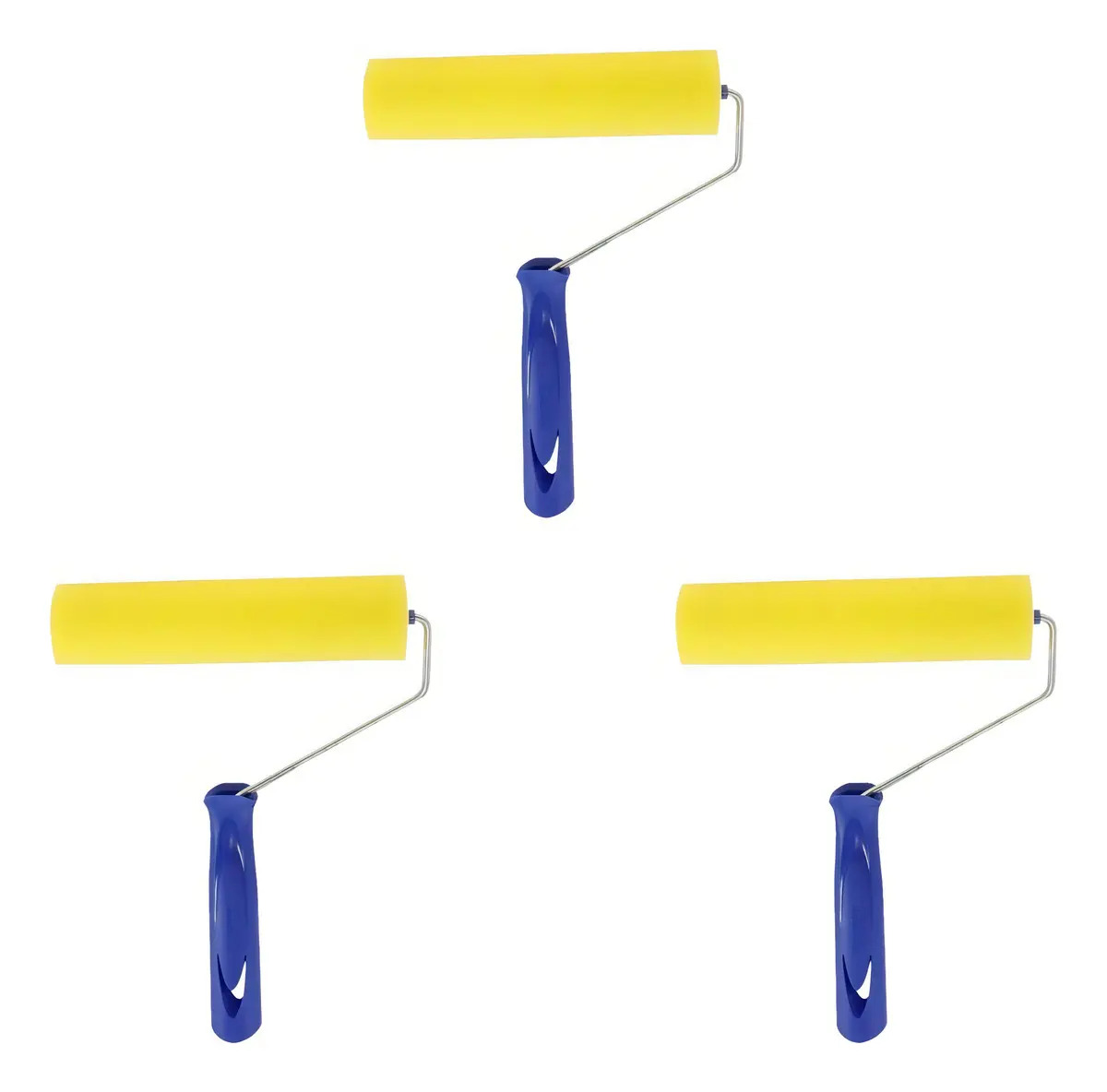 Kit 3 Rolo Pintura Rolinho Espuma Amarela Cabo 15cm Tigre