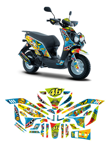 Kit De Graficos Stickers Para Ws150 Sport 36 Pza Crazy M Gr