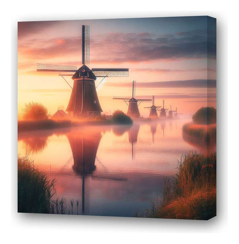 Cuadro 45x45cm Molinos De Viento Kinderdijk Holanda M4