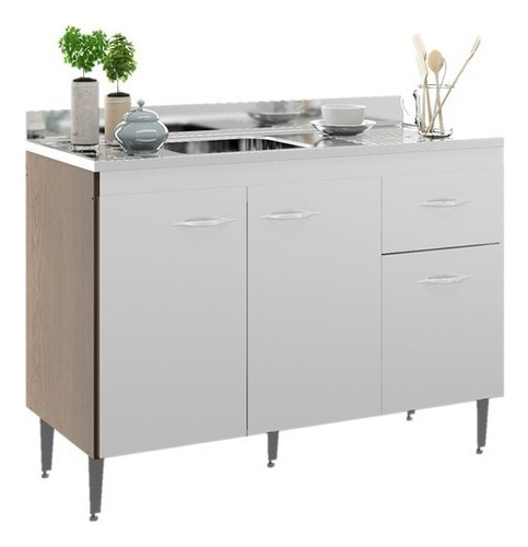 Bajo Mesada Armario De Cocina 3 Puertas,1 Cajon .sensacion Color Blanco