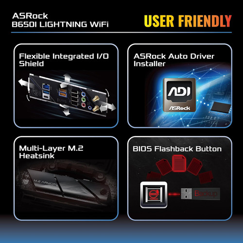 Asrock B650i Lightning Wifi 6e Amd Socket Am5 Ryzen B650 Ddr