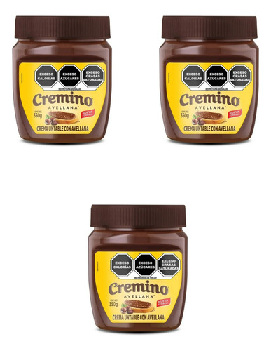 3 Tarros Cremino Untable Avellana 350g