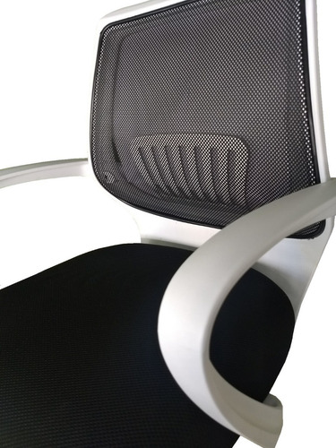 Silla De Computacion Pc Oficina Tm Blanca Con Tapizado Negro Color Blanco