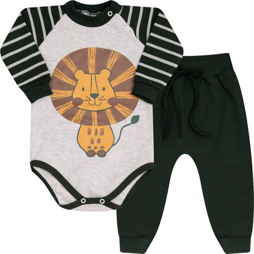 Roupa Bebê Conjunto Body Com Calça Saruel Moletom Felpado