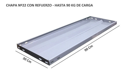 Estante Metálico Reforzado - 30x90 Cm (chapa #22 - 90 Kg)