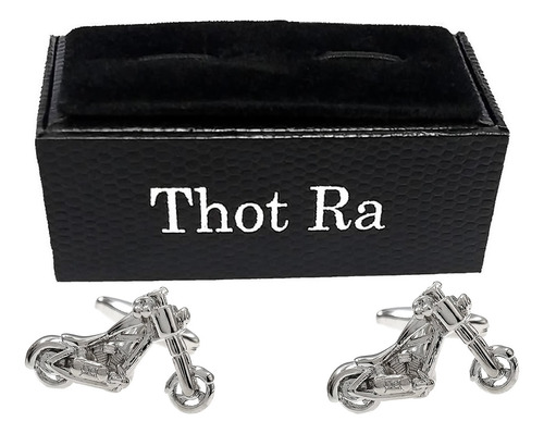 Mancuernillas Thot Ra Motocicleta Moto Plateada D-355 Color Plateado