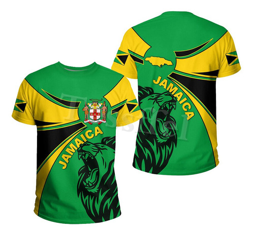 Playera Con Estampado 3d Del Emblema Del León De Jamaica