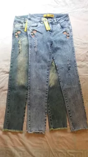 Jeans Pionier Bordados Y Rasgados Mujer - Colores Surtidos