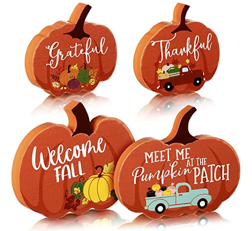 4 Pcs Fall Decor Fall Tiered Tray Decor Fall Pumpkins T...