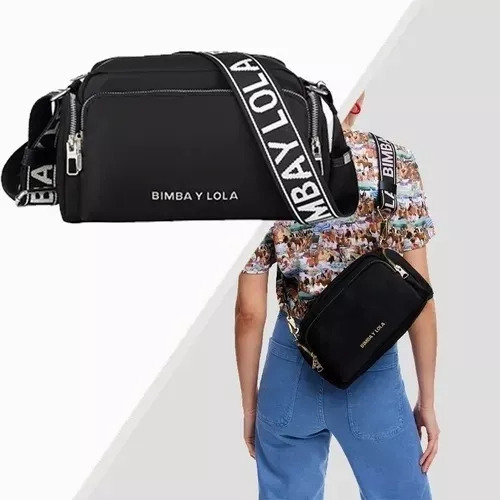 Bolso De Hombro Popular De Binba Y Lola Negro Lisa Níquel Negro