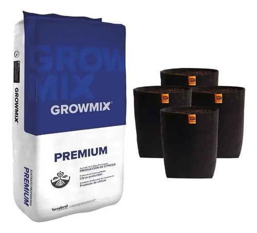 Sustrato Growmix Premium 80ls Con Maceta Omg 20ls 4 Unidade