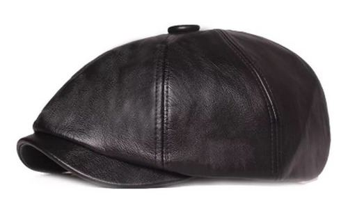 Boina Gorra Hombre  Cuero Pu Beck - Negro