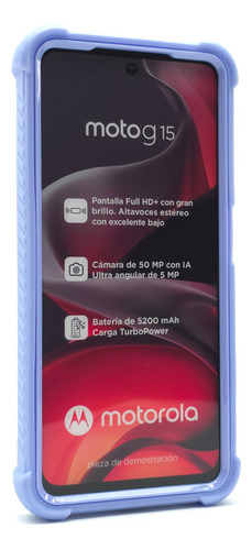 Funda 3 En 1 Para Moto G15 Case Uso Rudo Full Protector Multishield - Violeta Moto G15