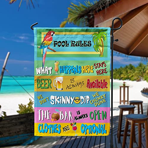 Pool Rules Garden Flag, Pool Flag, 12,5x18 Flag, Summe...