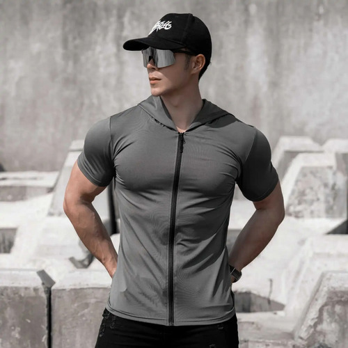 Camiseta Deportiva Deportiva De Secado Rápido Con Capucha Y