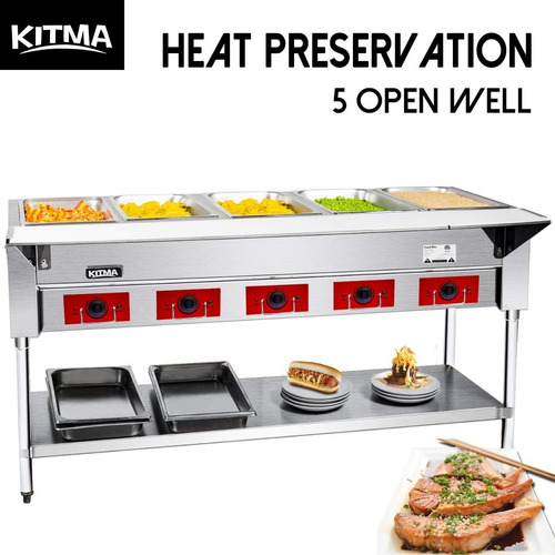 Kitma Mesa Buffet Cocina 110v Acero Inoxidable 5 Espacios