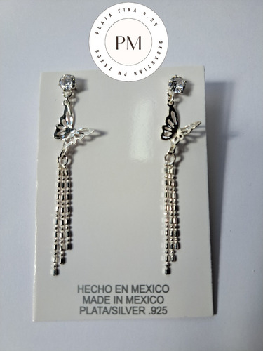 Aretes De Plata 9.25 Mariposa