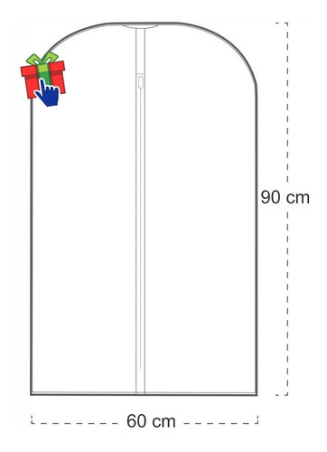 Imagen 2 de 5 de Funda Para Ropa Corta Friselina Negro 60x90cm Cierre Traje