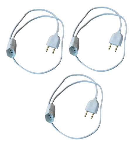 Kit 3 Extensão Elétrica 10a 1 Metro Cabo 1.5mm Macho E Fêmea