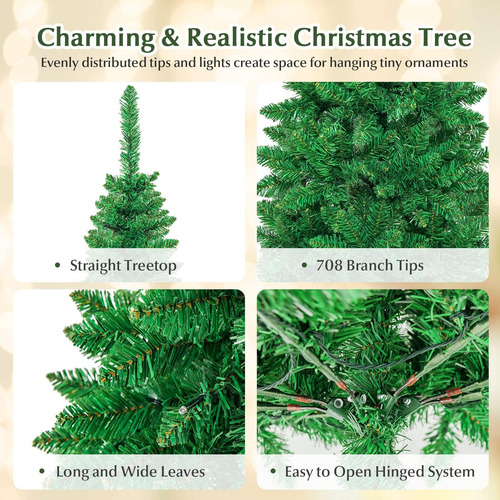 Árbol De Navidad Artificial Preiluminado 1.98 M 250 Luces Le