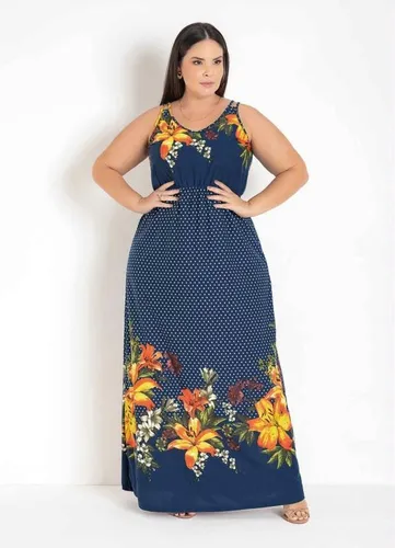 Vestido Longo Plus Size Floral