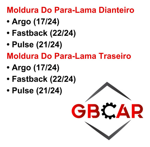 10 Grampo Moldura Paralama Traseiro Fastback Argo Pulse