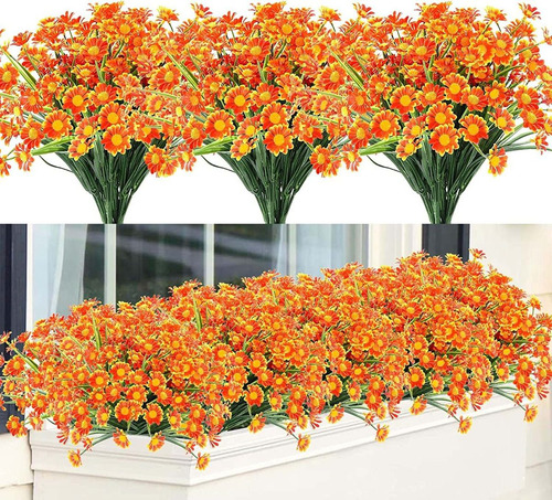 24 Ramos De Flores Artificiales De Margaritas - Naranja