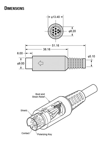 Conector Mini Din 8pin Macho Con Colita Flexible X10