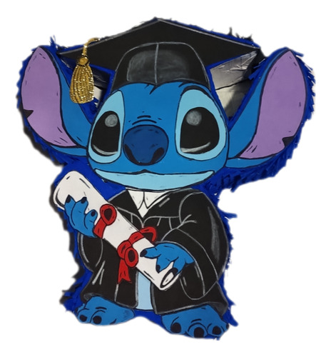 Piñata Stitch Temática Graduación Azul Stitch Graduación Grande (Usado)
