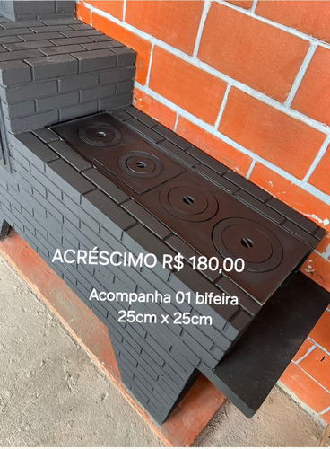 Forno + Fogão A Lenha Pré Moldado Inóx Pintado
