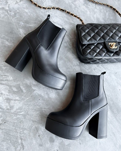 Imagen 6 de 9 de Bota Cuero Taco Alto Plataforma Tiffany