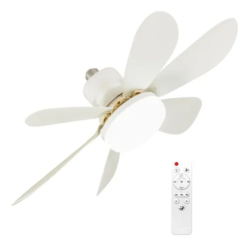 Ventilador De Teto Com Luz Led E Controle Remoto 52 Cm 50 Hz/60 Hz Branco Detectores De Voltagem 120v White Plástico 6
