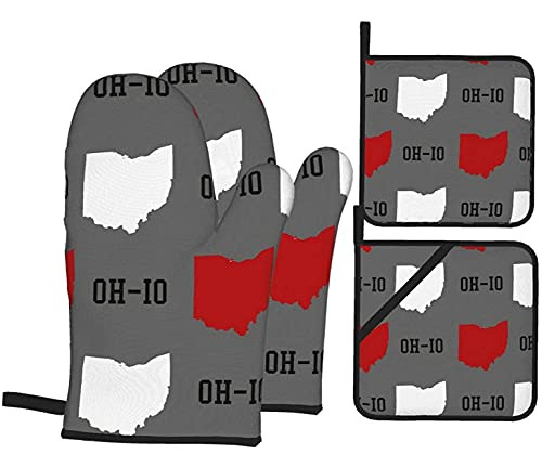 Oh-io State Grey 4 Manoplas De Horno Y Soportes Para Ollas P