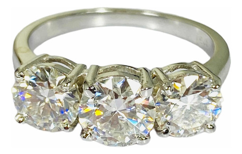 Anillo Compromiso 3 Gemas Diamante Moissanita Genuino Vvs-1